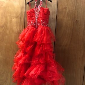 Red pageant dress from girls pageant